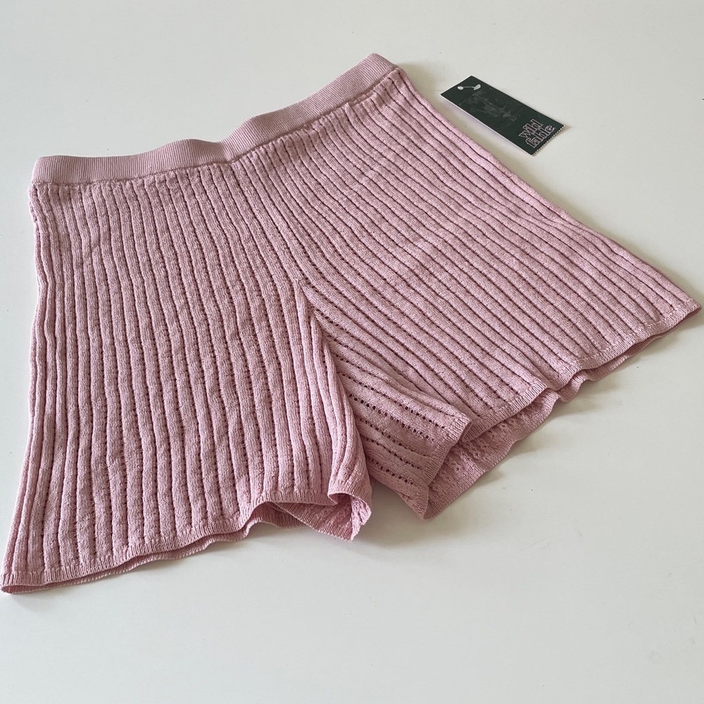 Wild Fable Rib Knit Shorts Pull On Sweater Shorts Mauve-Pink